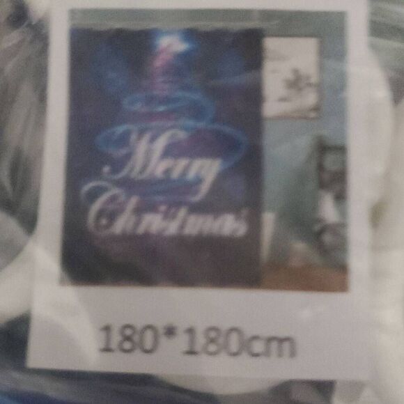 NEW IN PACKAGE MERRY CHRISTMAS SHOWER CURTAIN WITH HOOKS - Picture 4 of 4